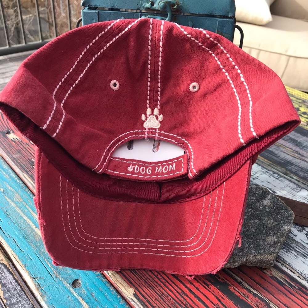 Only 1 Left in Stock! “Dog Mom” Distressed Cap - Picture 7 of 8